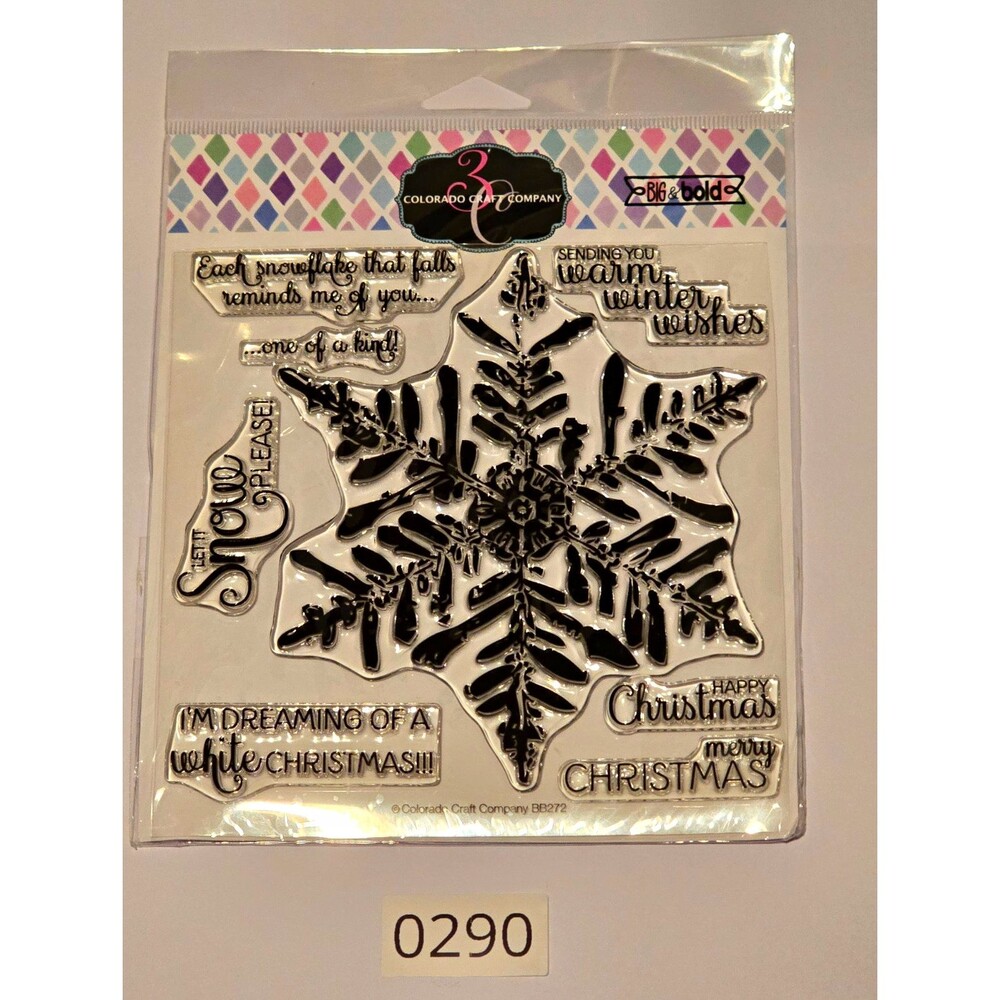 0290 Colorado Craft Company Big Bold Winter Wishes Snowflake Cling Stamps BB272